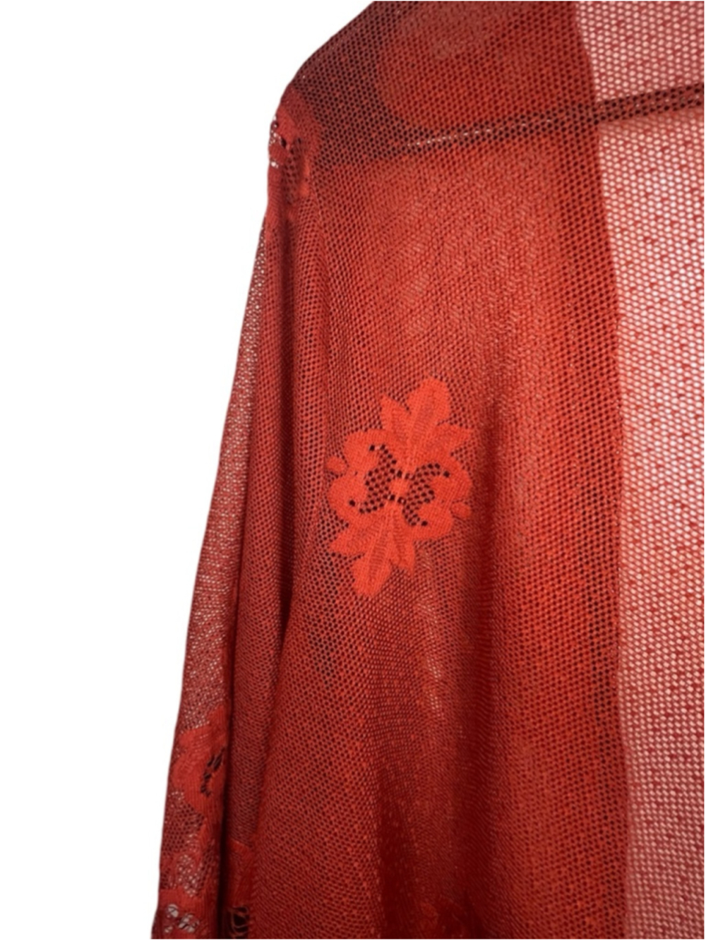 Daytrip Burnt Orange Boho Lace Duster Kimono Cardigan - Picture 3 of 8